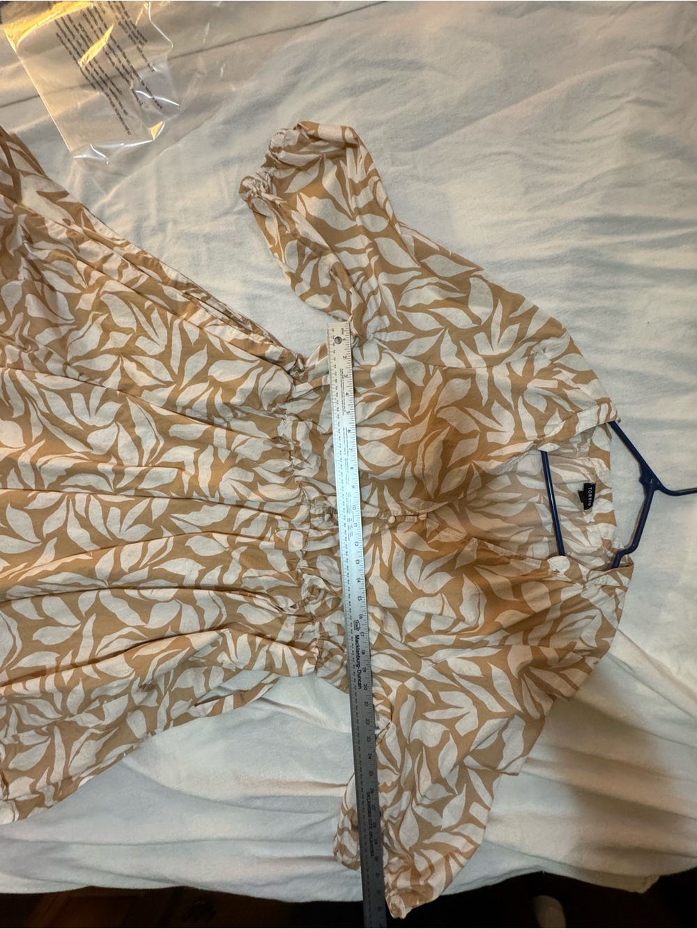 Torrid 2X Beige Tan White Leaf Print 100% Cotton Flowy Fit & Flare Dress - Picture 2 of 5